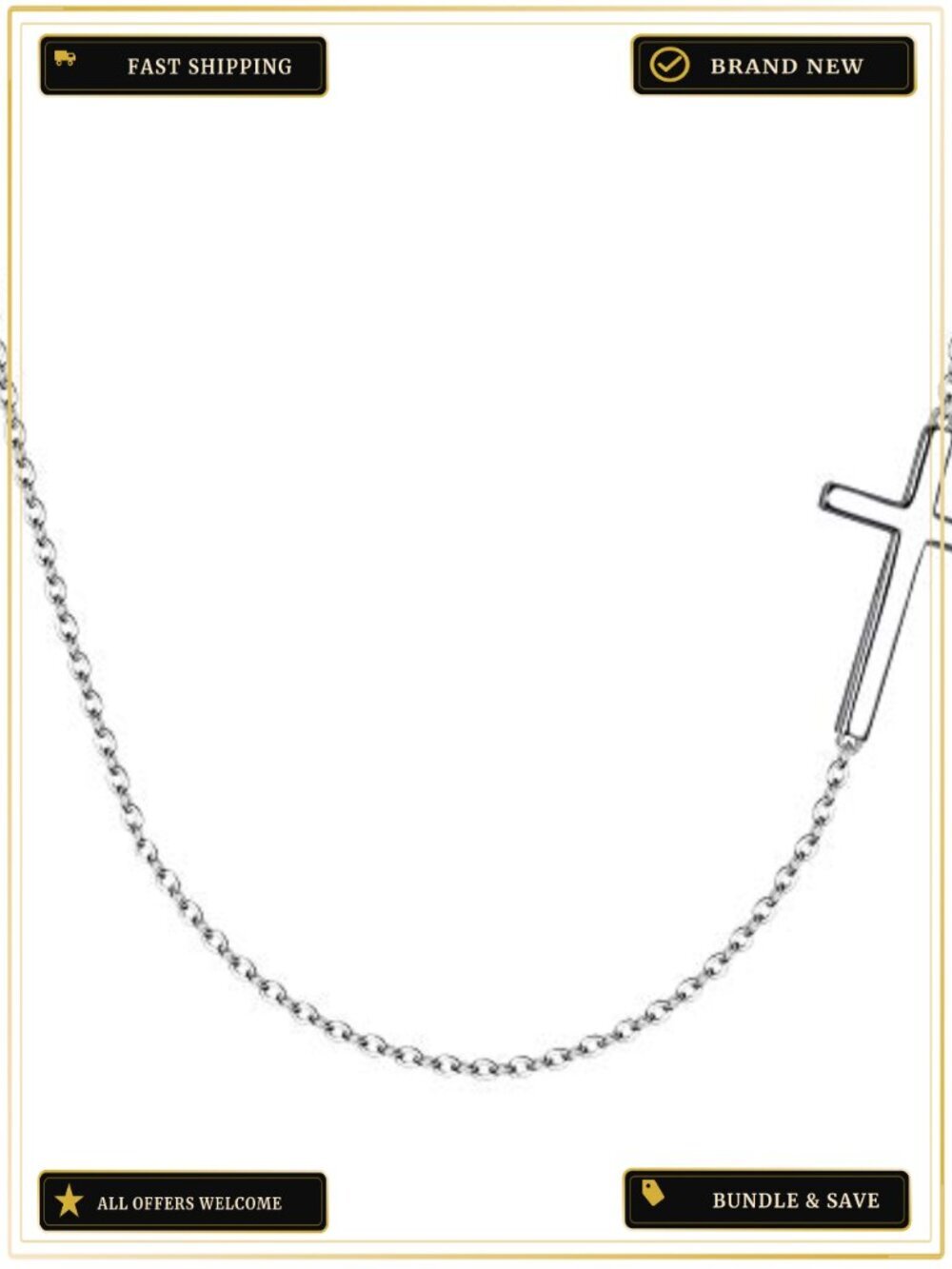 Sterling Silver Sideways Cross Choker Necklace for Women